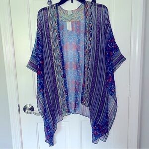 Dress barn gossamer vibrant floral kimono cover up